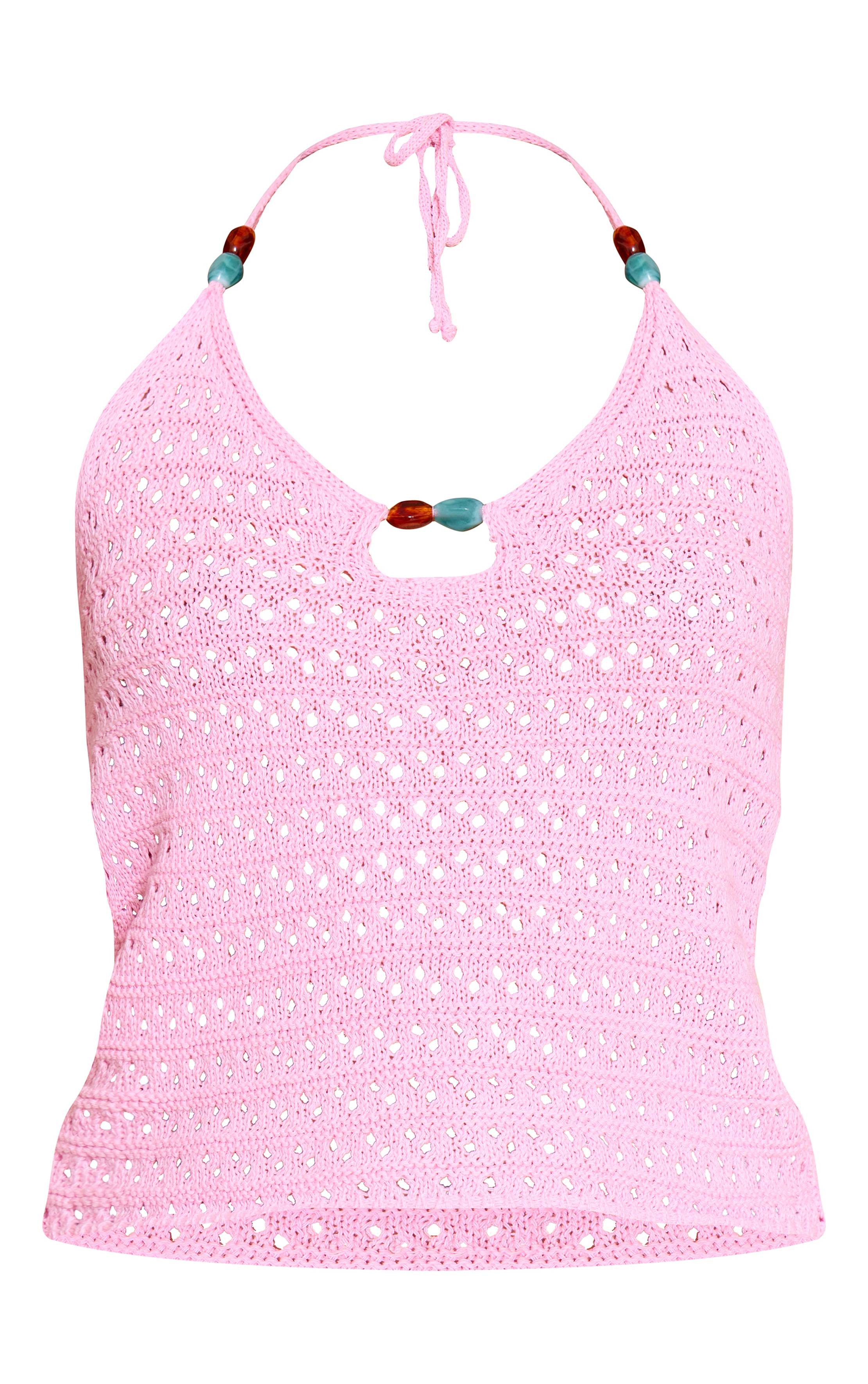Rose Haut Licou En Crochet Avec Détails De Perles