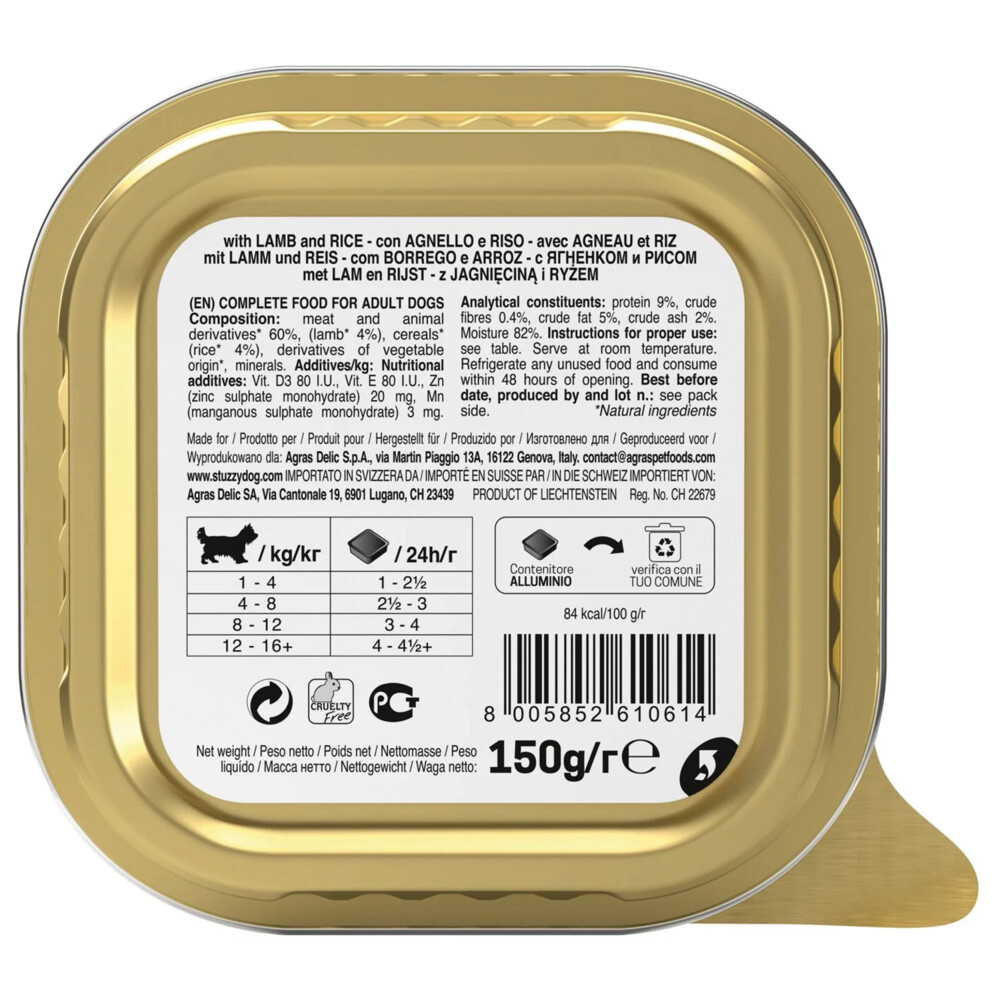 22x Stuzzy Hondenvoer Paté Lam & Rijst150 gr
