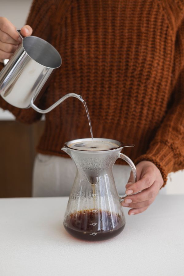 Koffiekan + filter, 600 ml, glas en rvs