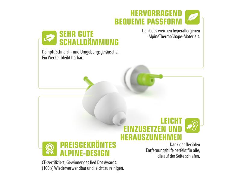 Alpine Sleep Soft Gehörstöpsel 1 Paar Silikonfreier Gehörschutz