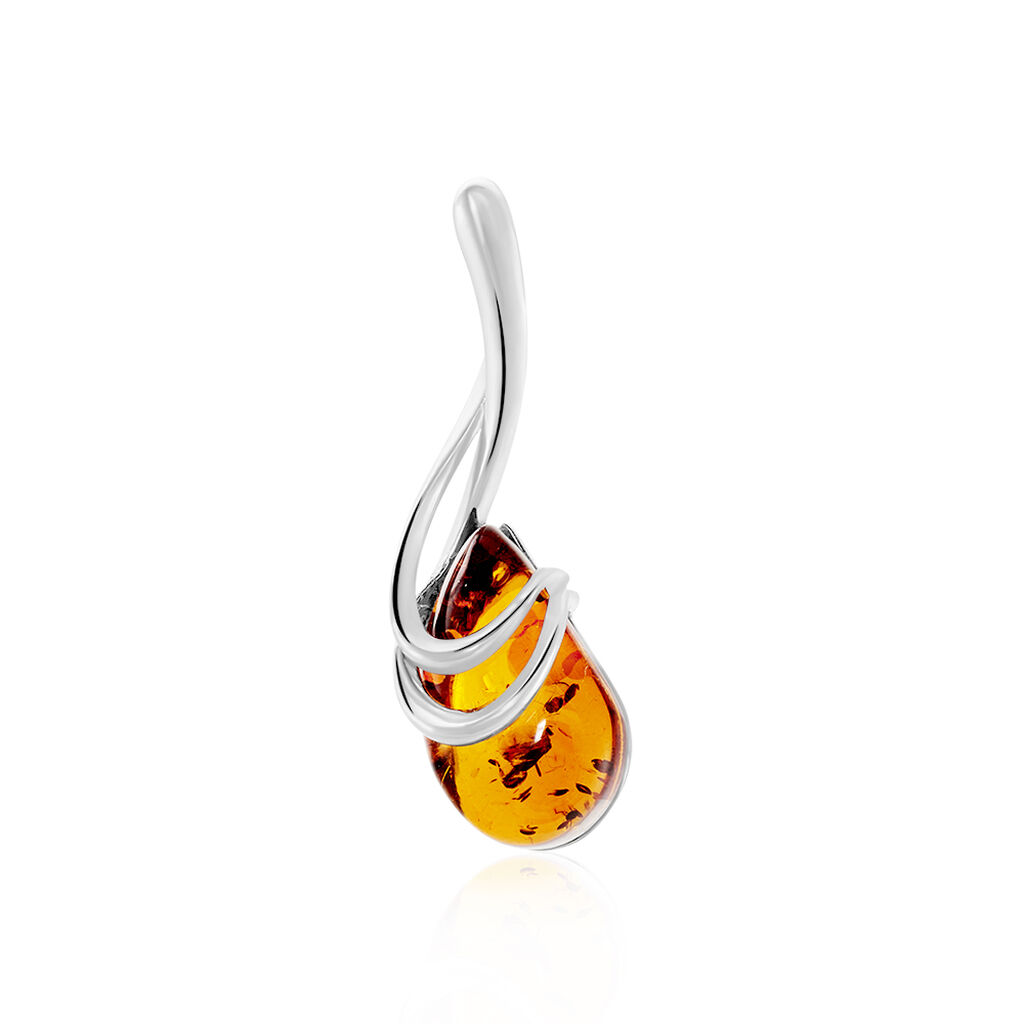 Pendentif Argent Blanc Melusine Ambre