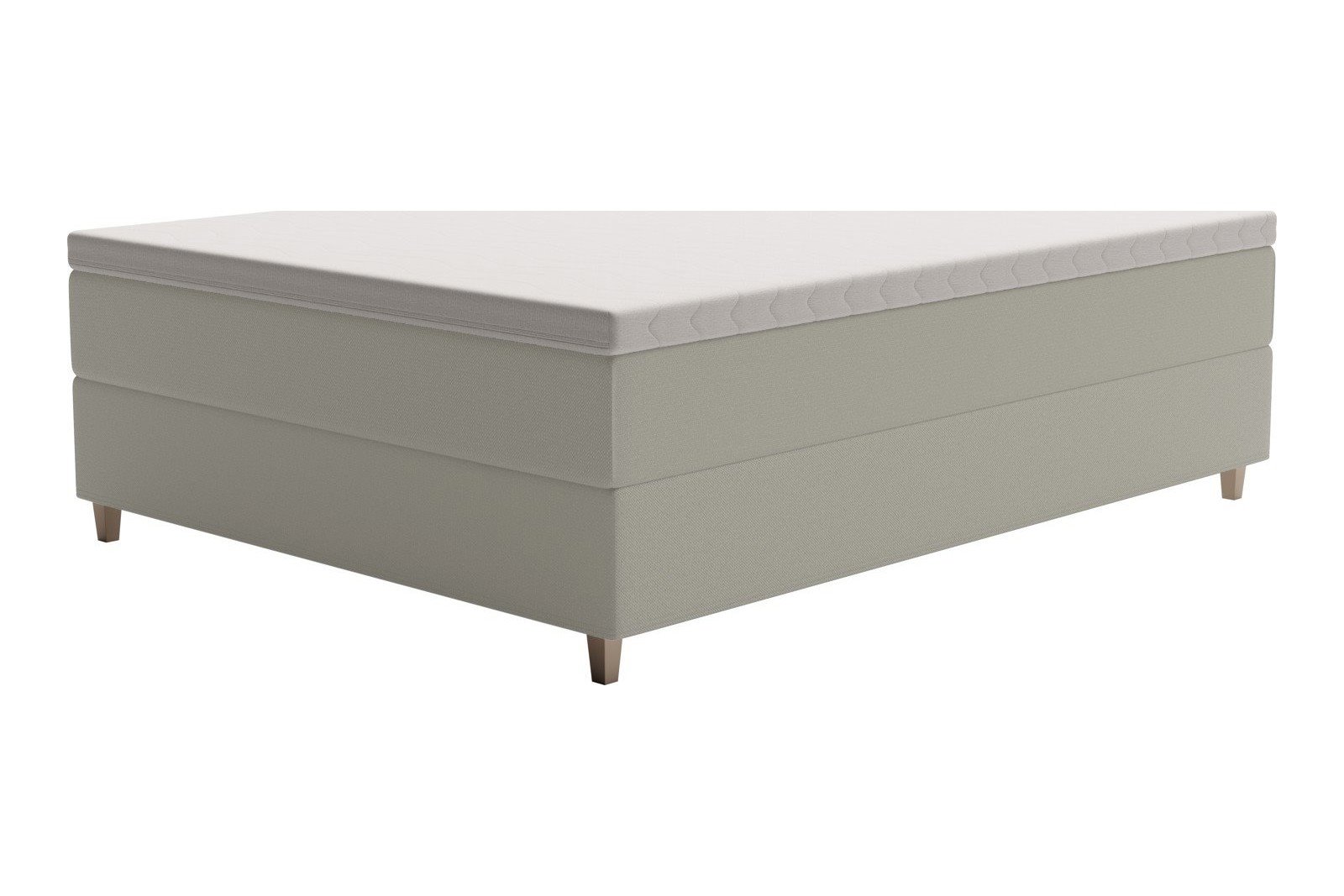 XOV Venus Kontinentalseng 140x200 cm i tekstil Terranova 08 krem, medium/medium med Premium 15 overmadrass og sort firkantede ben, gavl selges separate