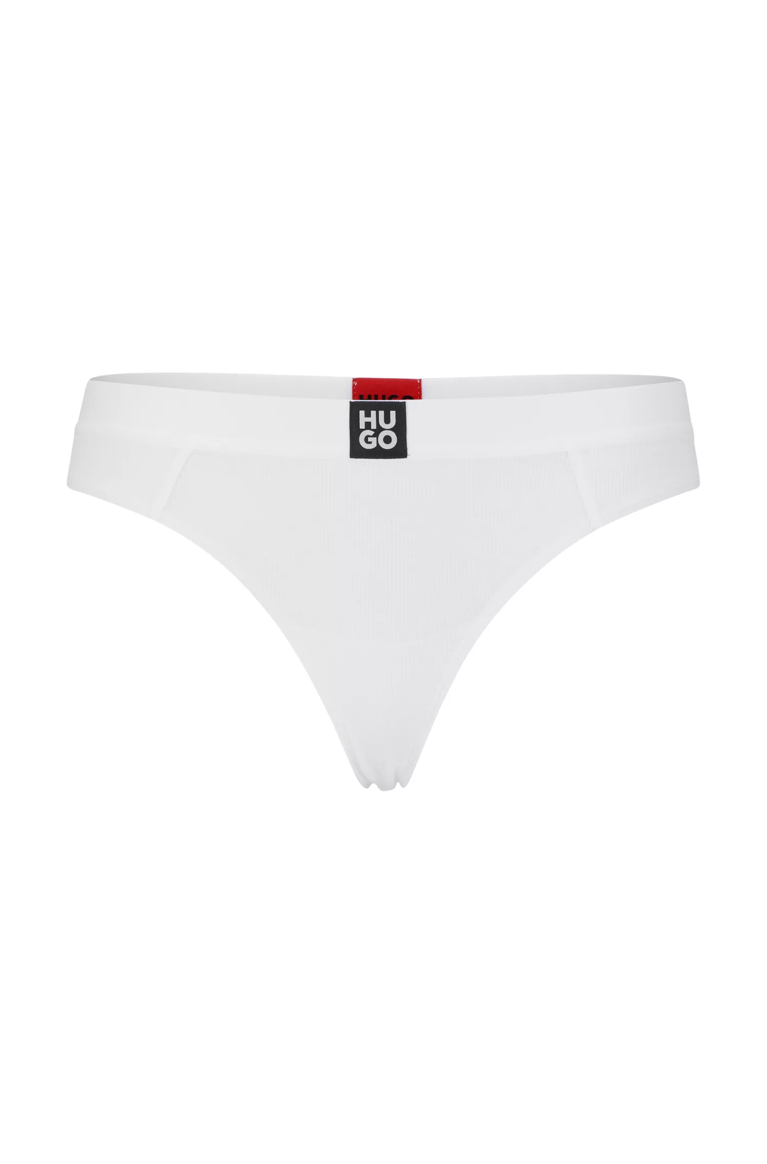 Cueca HUGO vermelha canelada em modal elástico com cós com logo sobreposto