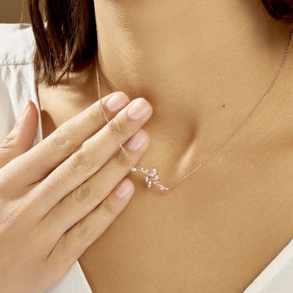 Collier Wendy Argent Rose Oxyde De Zirconium