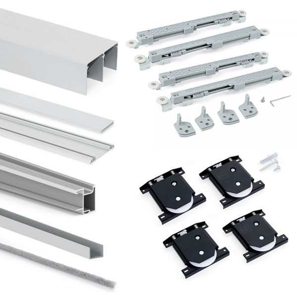 EMUCA Sistema de Correr para Armario 2 Puertas Rodadura Inferior Placard com Perfiles Sharp e Cierre Suave 6030762