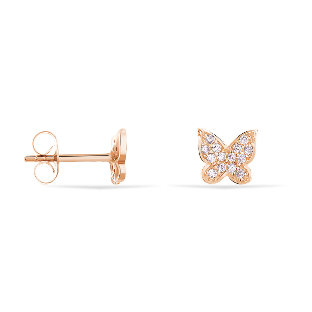 Boucles D'oreilles Puces Anne-lise Argent Rose Oxyde De Zirconium