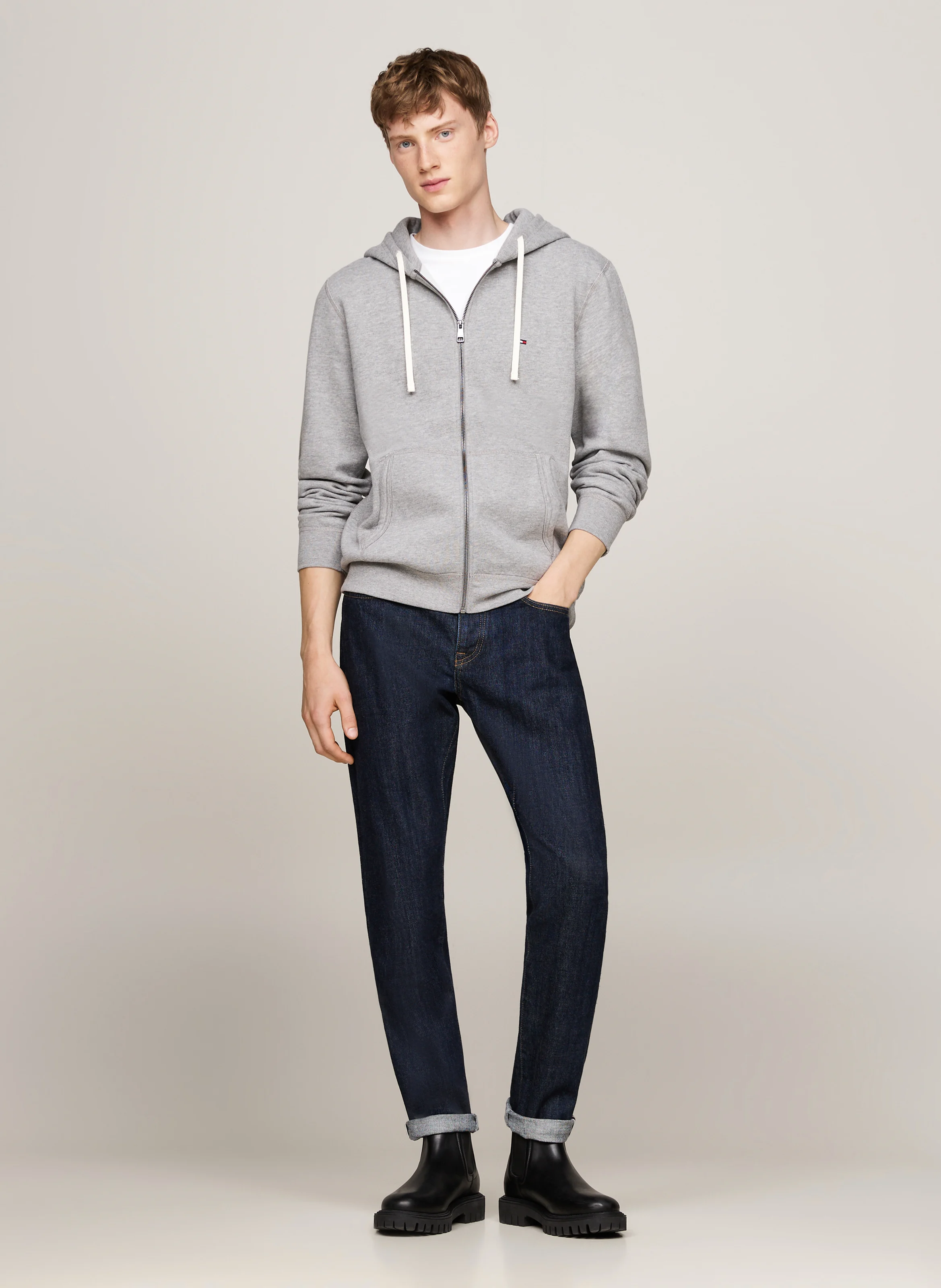 Sweat col rond en coton mélangé | Gris