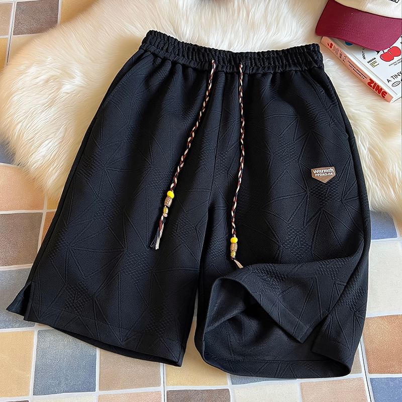 Derbundy - Trekkoord taille letters applicatie split sweat shorts