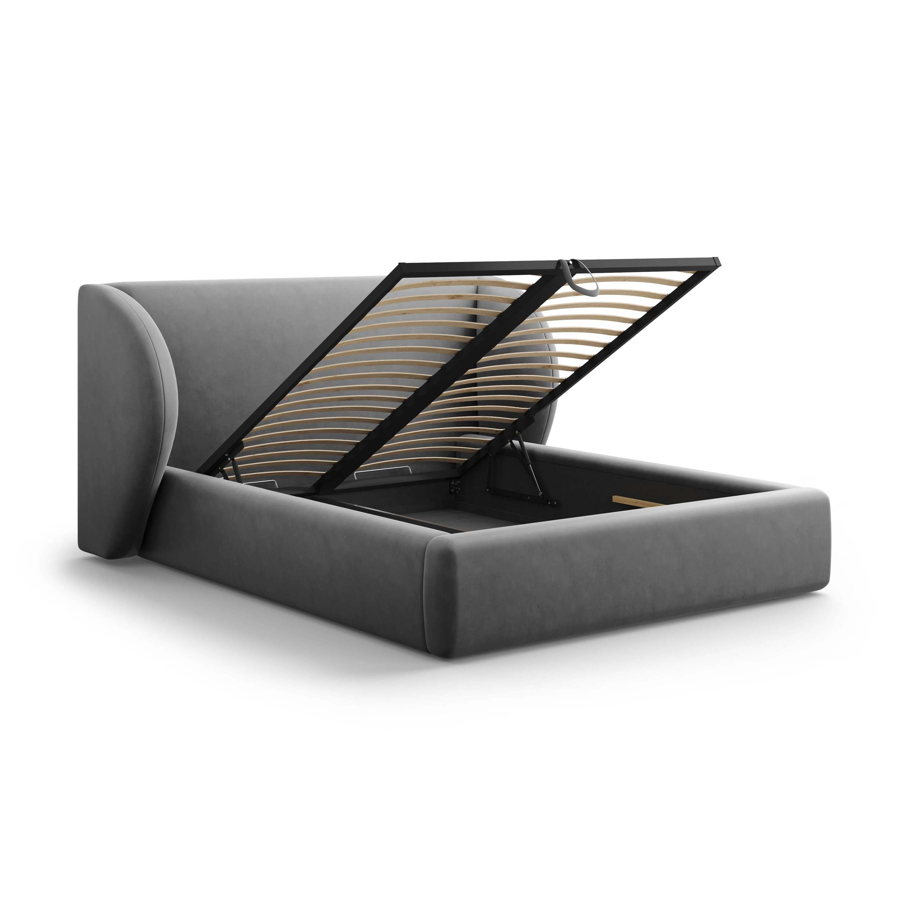 Micadoni Bedframe Miley met Opbergruimte - 180 x 200 cm - Fluweel - Grijs