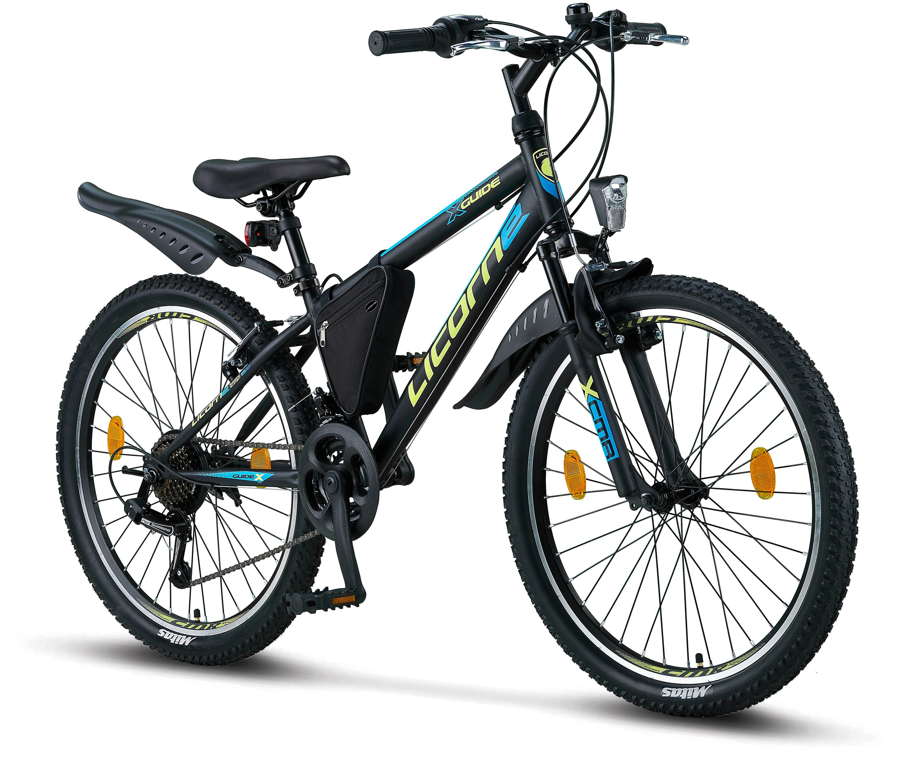 Licorne Bike Guide Premium Mountainbike in 20, 24 und 26 Zoll - Fahrrad für Mädchen, Jungen, Herren und Damen - Shimano 21 Gang-Schaltung, Kinderfahrrad, Kinder