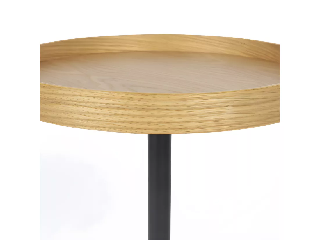 Yuri - Table d'appoint ronde en bois et métal ø45cm - Bois clair