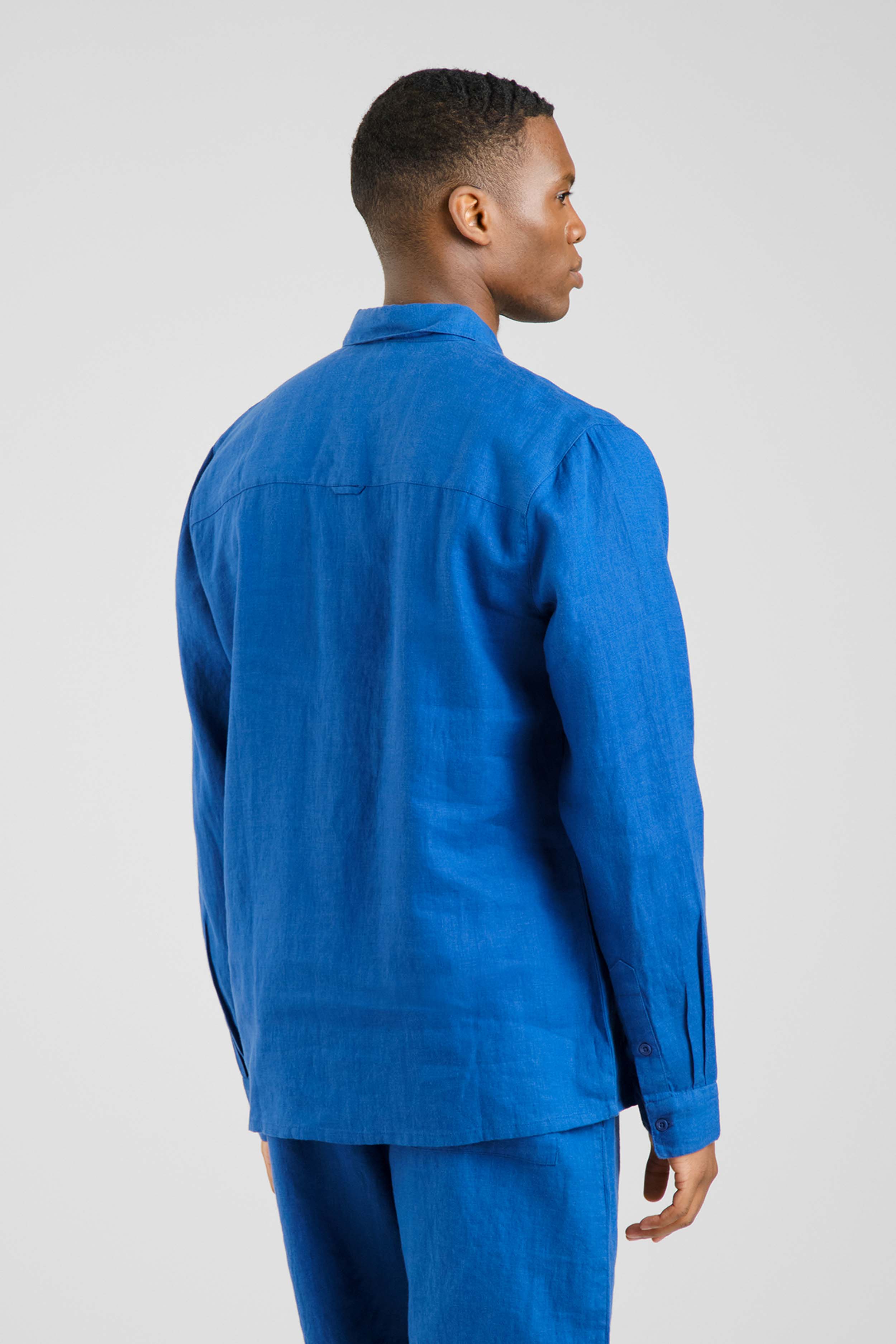 Dedicated Hemd Rute Linen Limoges Blue