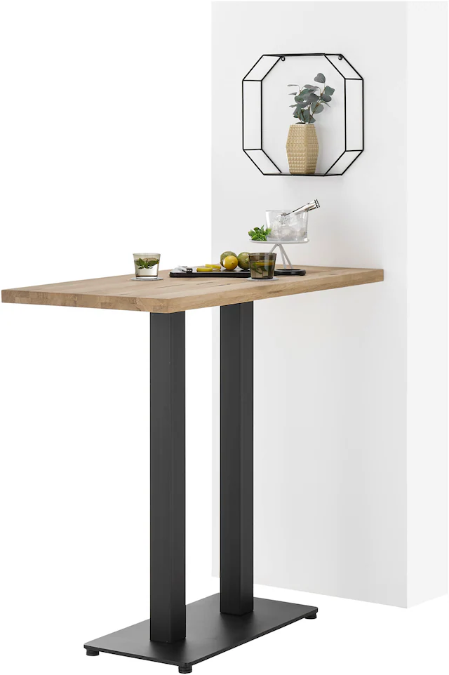 Stolkom Bartisch »Jay Eiche Massivholz geölt, Hochtisch BxHxT 120x104x60 cm« Industrial Style Eiche Massivholz geölt durchgehende Lamelle