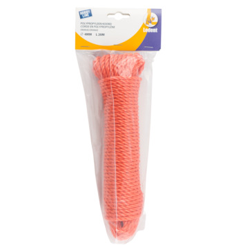 Touw polypropyleen roodbruin 4 mm 20 meter