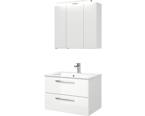 Pelipal Kumba badkamermeubelset, BxHxD 77 x 200 x 50 cm, hoogglans witte fronten met witte mineraalgietwastafel, 99.77012609