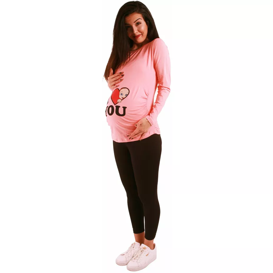 M.M.C. Umstandslangarmshirt I Love You mit Motiv Lachsfarbe