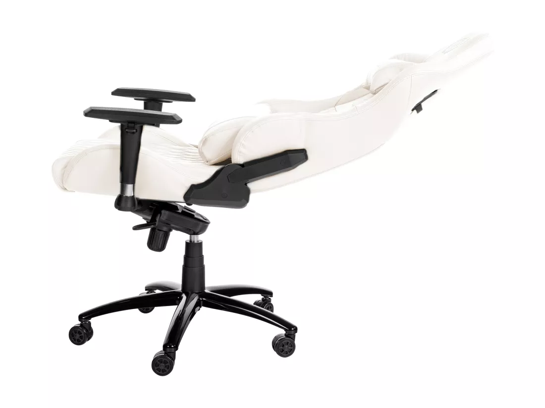 Chaise de bureau - Véritable cuir & Métal - Blanc - Keren