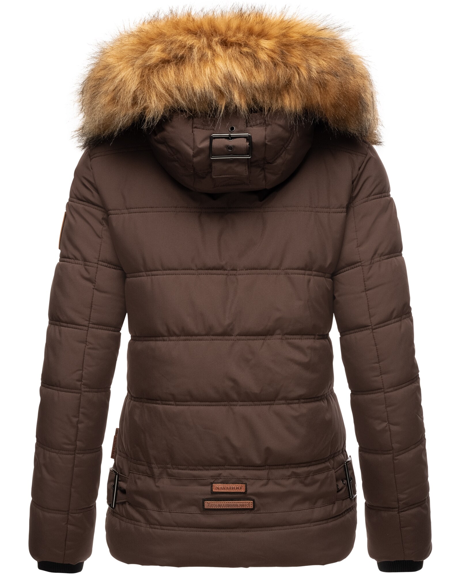 NAVAHOO Damen Stylische Winterjacke Steppjacke mit Kunstpelz Kapuze Zoja