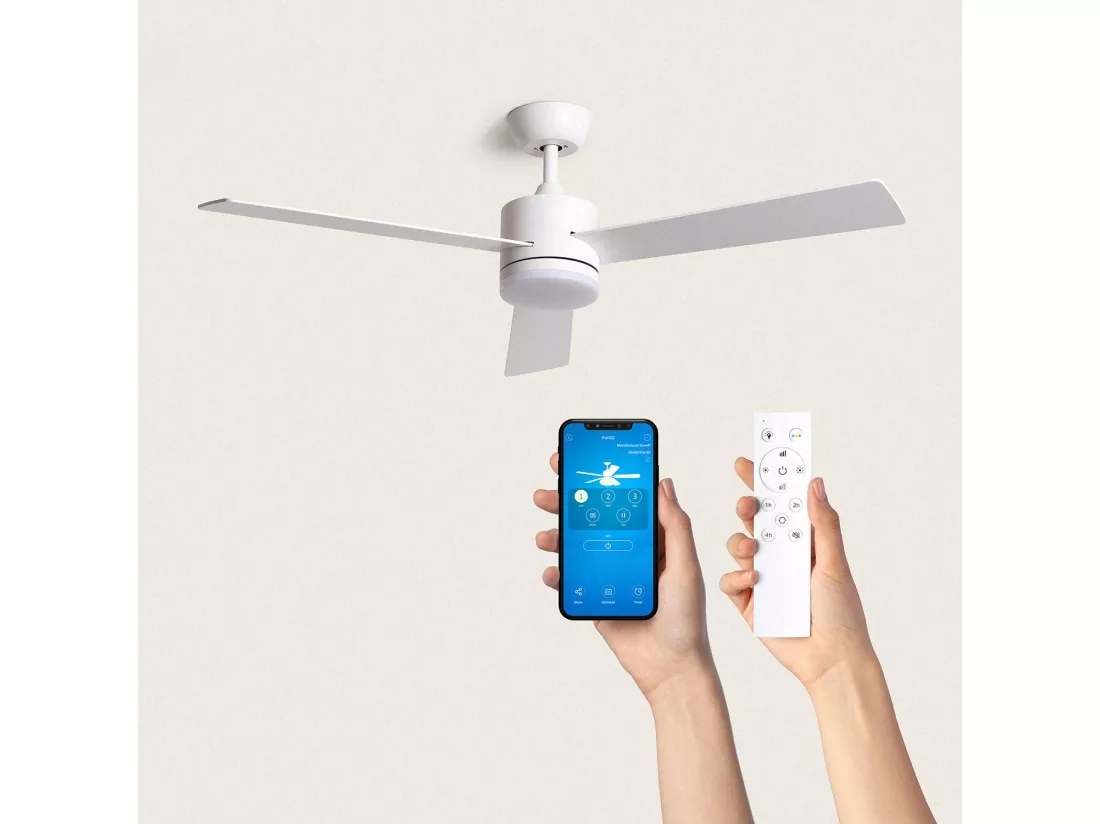 Ventilateur de Plafond Silencieux Fleves 132cm Motor DC Blanc Télécommande Avec lumière Oui Blanc