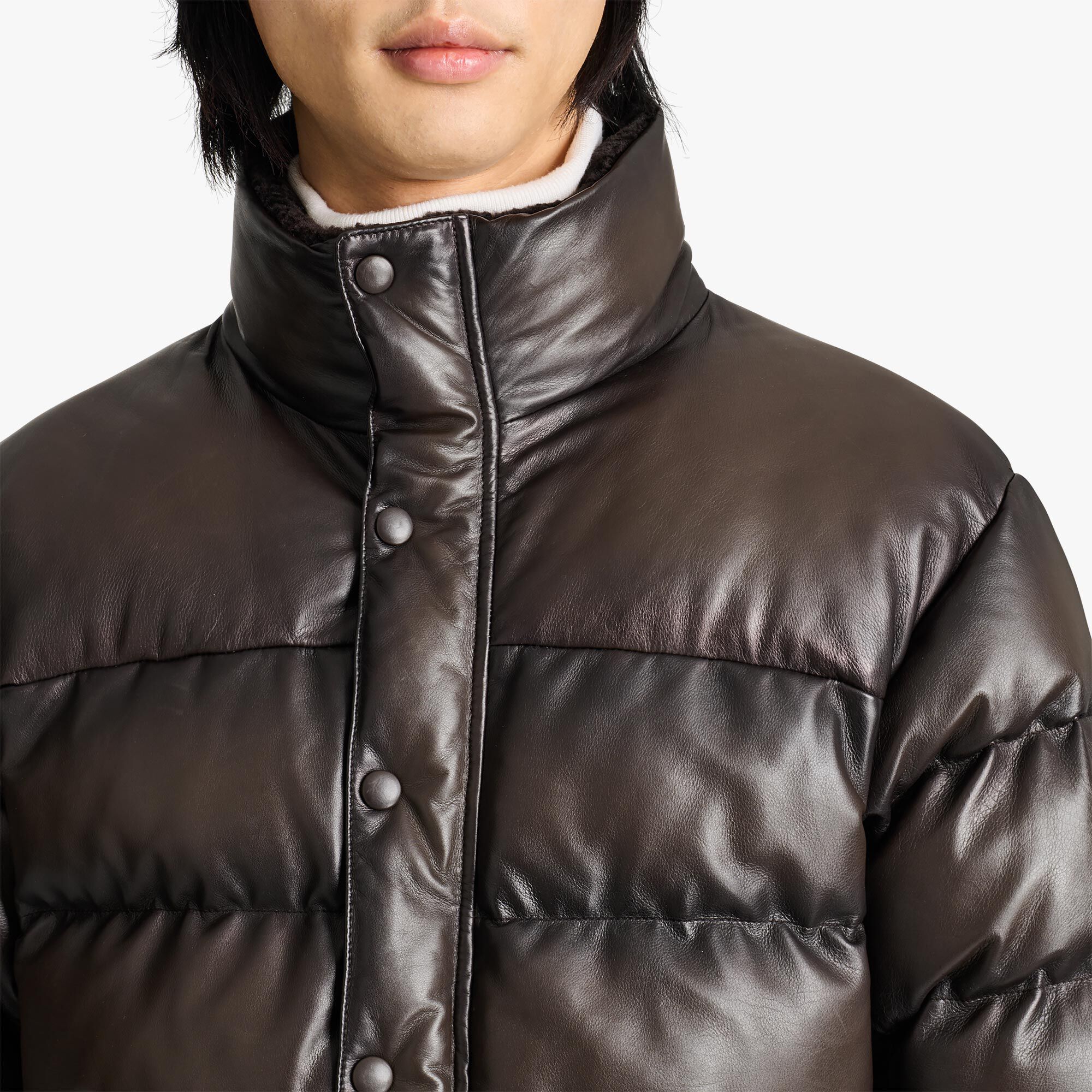 Doudoune En Cuir Patine