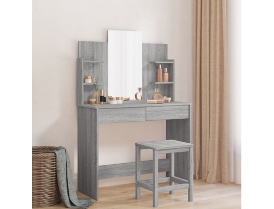 VIDAXL - Coiffeuse avec miroir sonoma gris 96x39x142 cm