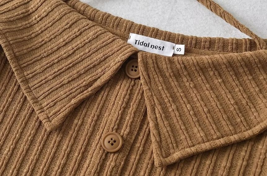 Seventh Snow - Off-shoulder lange mouwen effen geribbelde mini-jurk