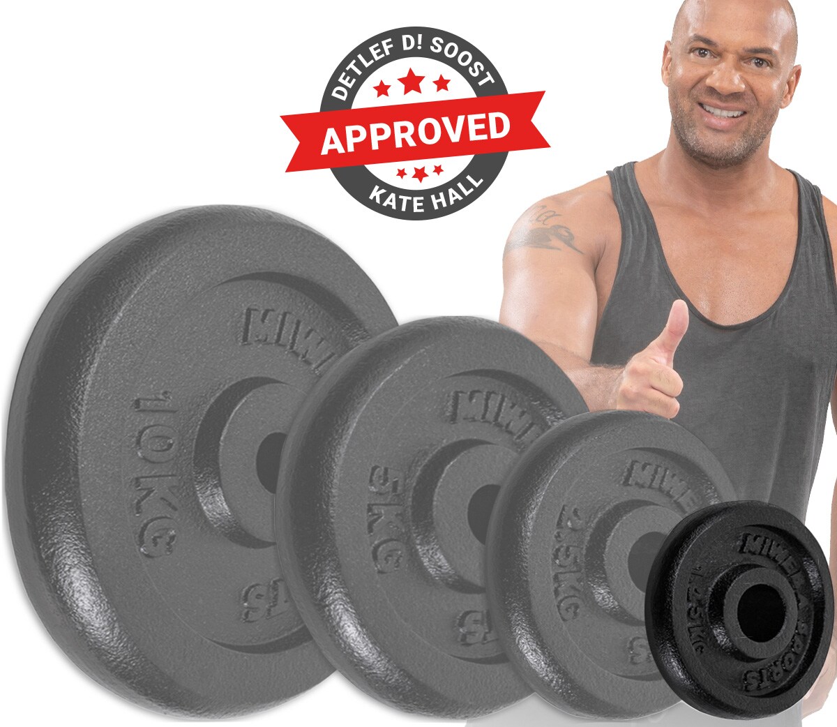 Miweba Sports Hantelscheiben HSG12, 4x 1,25 kg Hantel-Gewichte, passend für Ø 30mm, Set, Gusseisen
