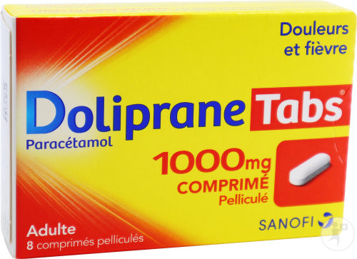 DolipraneTabs Paracétamol Douleurs Et Fièvre Adultes 8 Comprimés Pelliculés 1000mg