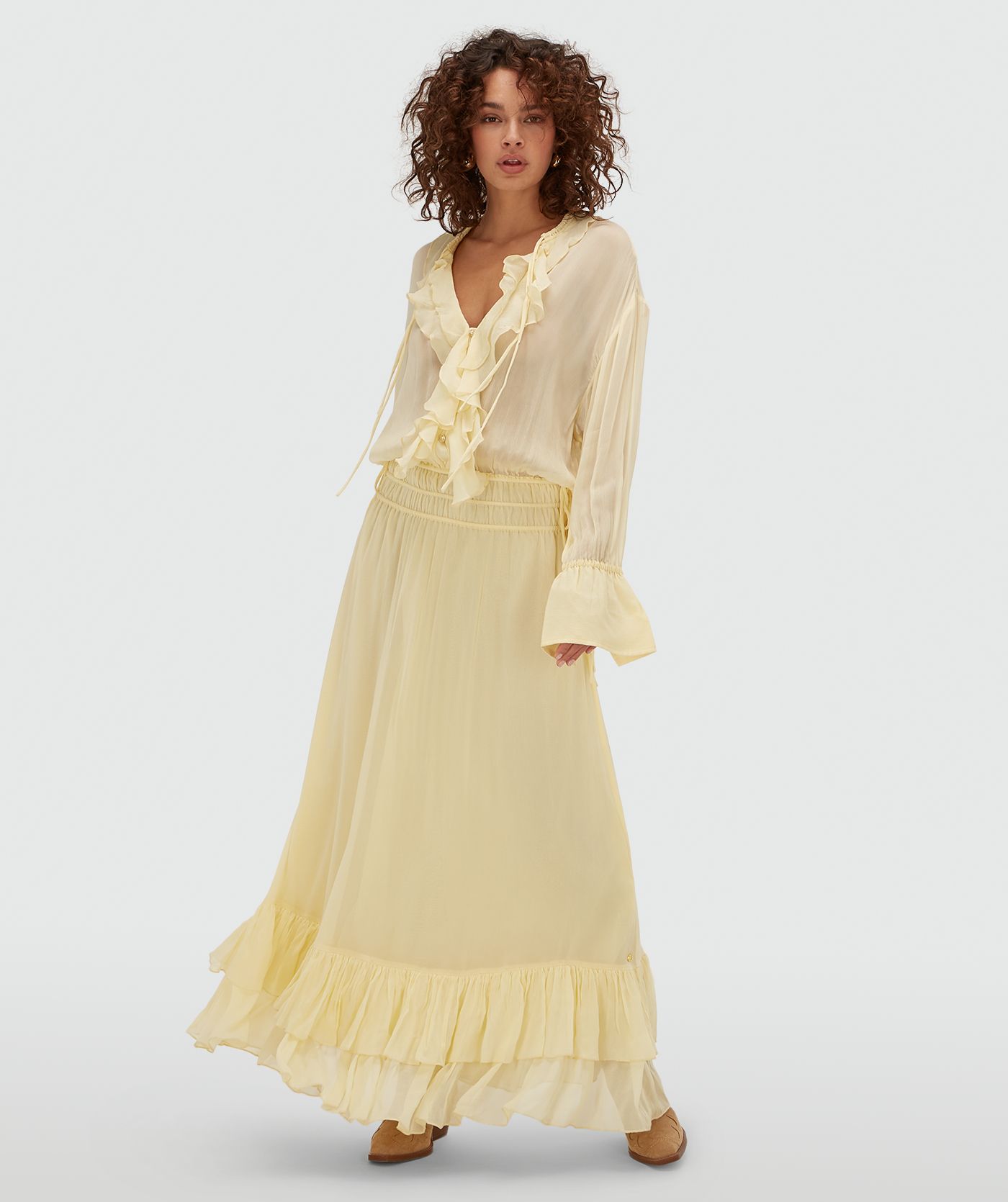 JV-GISELE oversized maxi jurk - butter yellow