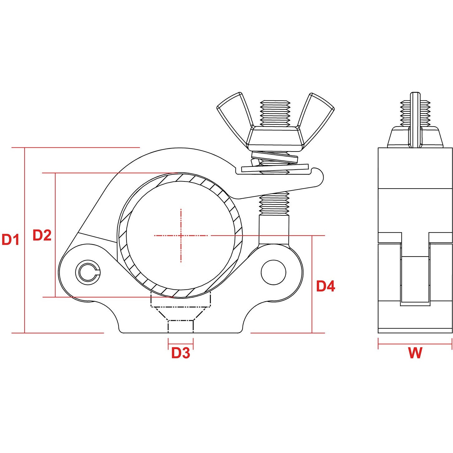 BeamZ BC50B-200 zwarte slimline half coupler 48-51 mm 200 kg