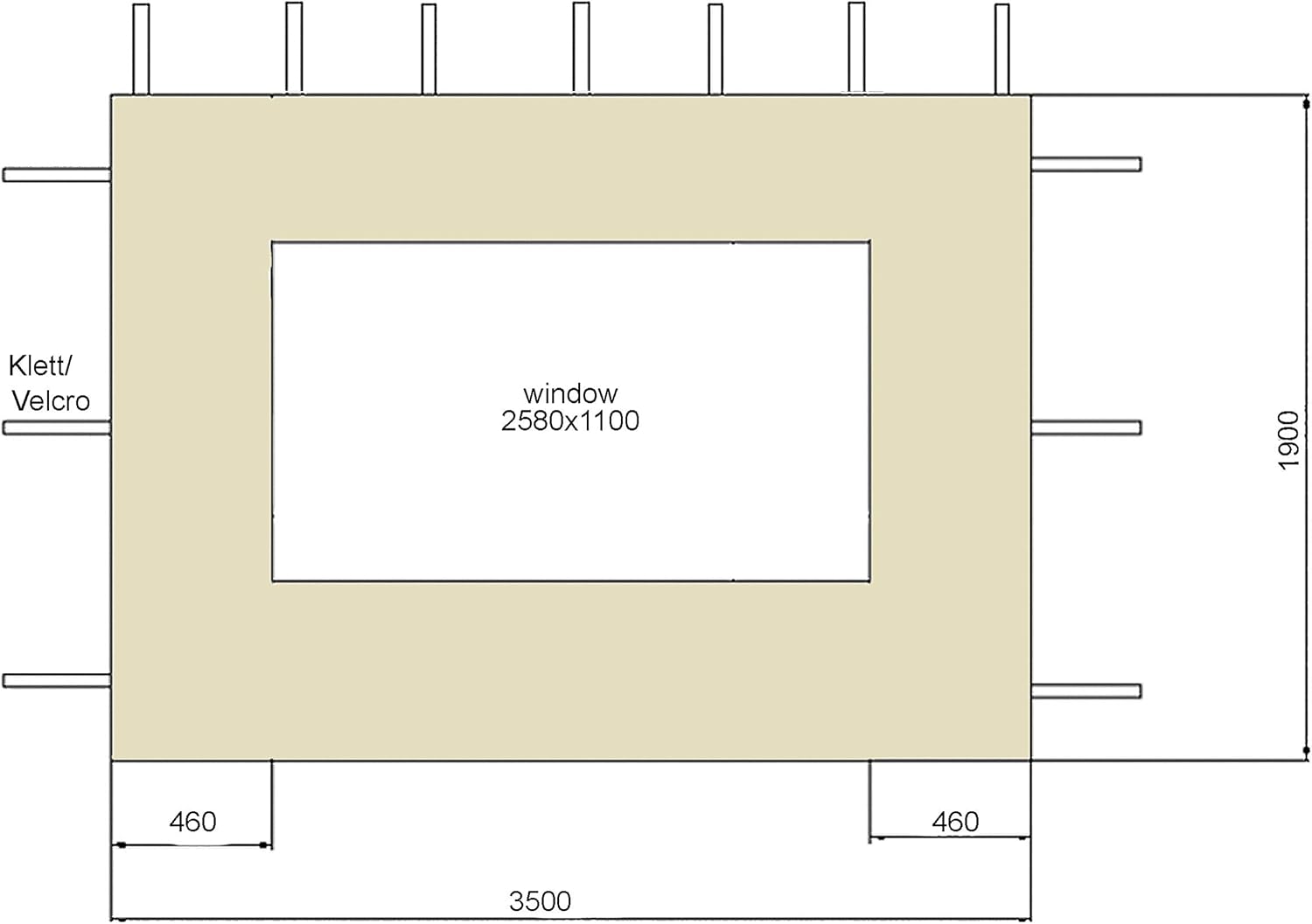 QUICK STAR Set Ersatzdach und 2 Seitenteile für Garten Pavillon 3x4m Sand Antik Pavillondach Ersatzbezug Seitenwände