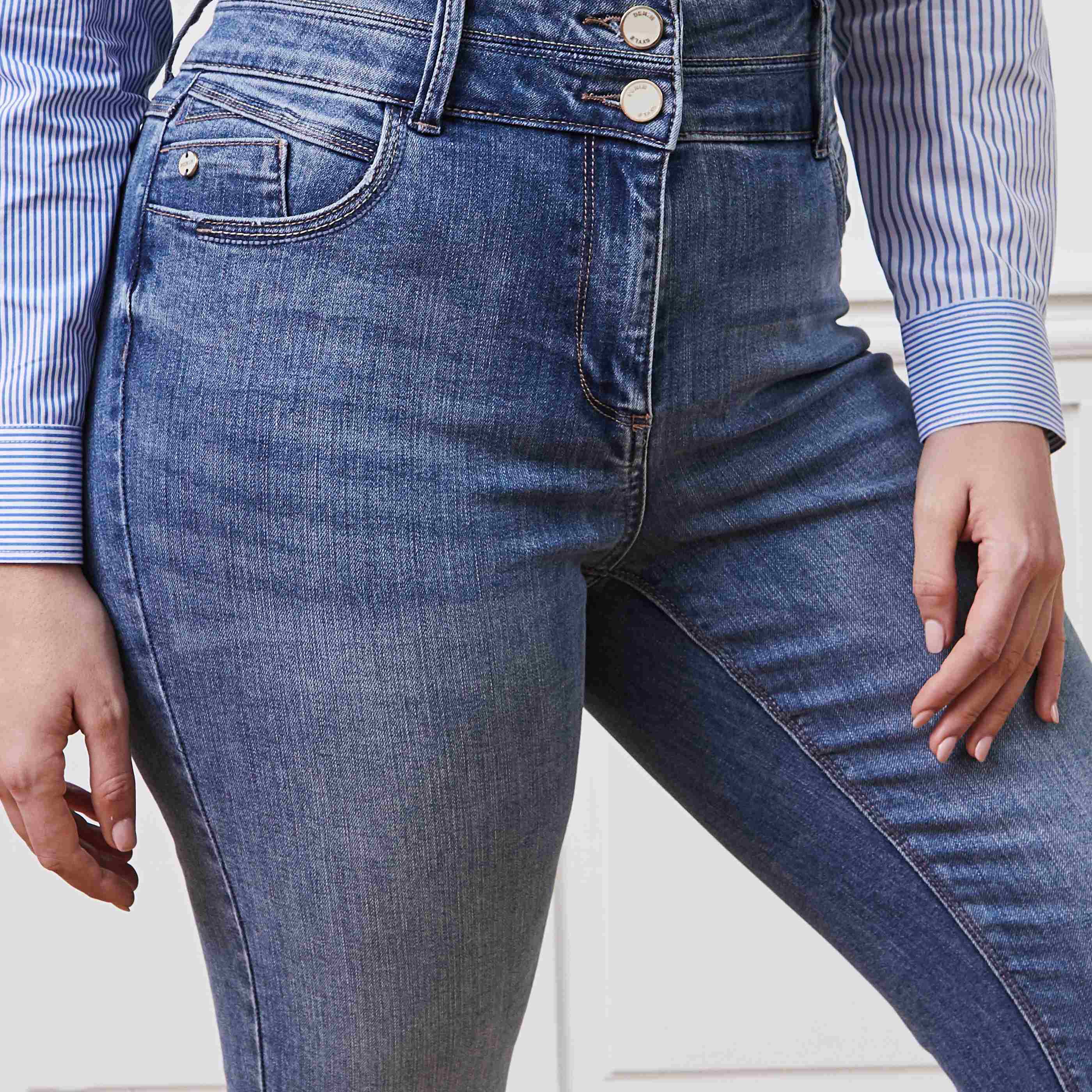 Jean slim taille haute MILAN femme - STONE