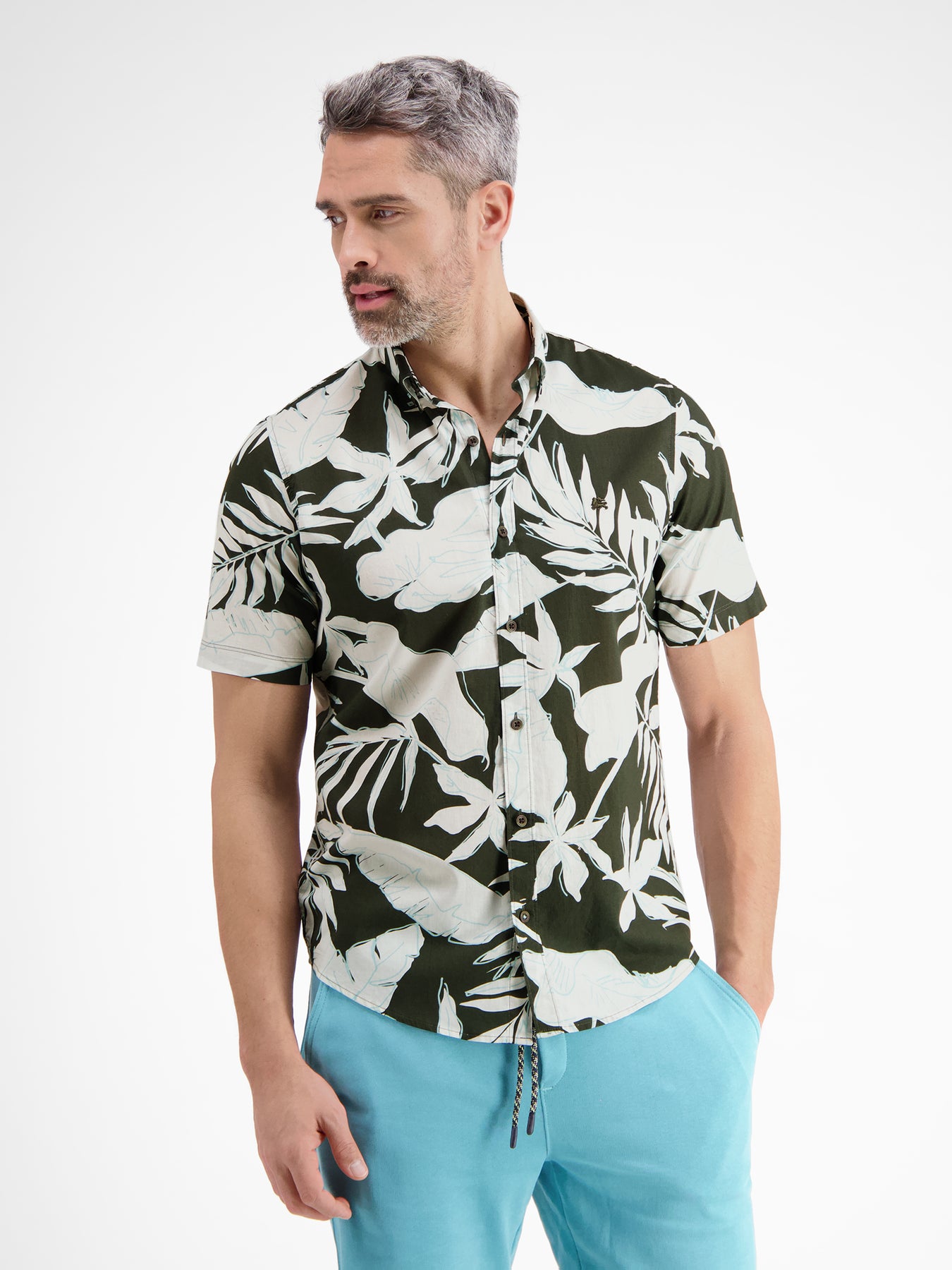 Halbarmhemd mit floralem Print