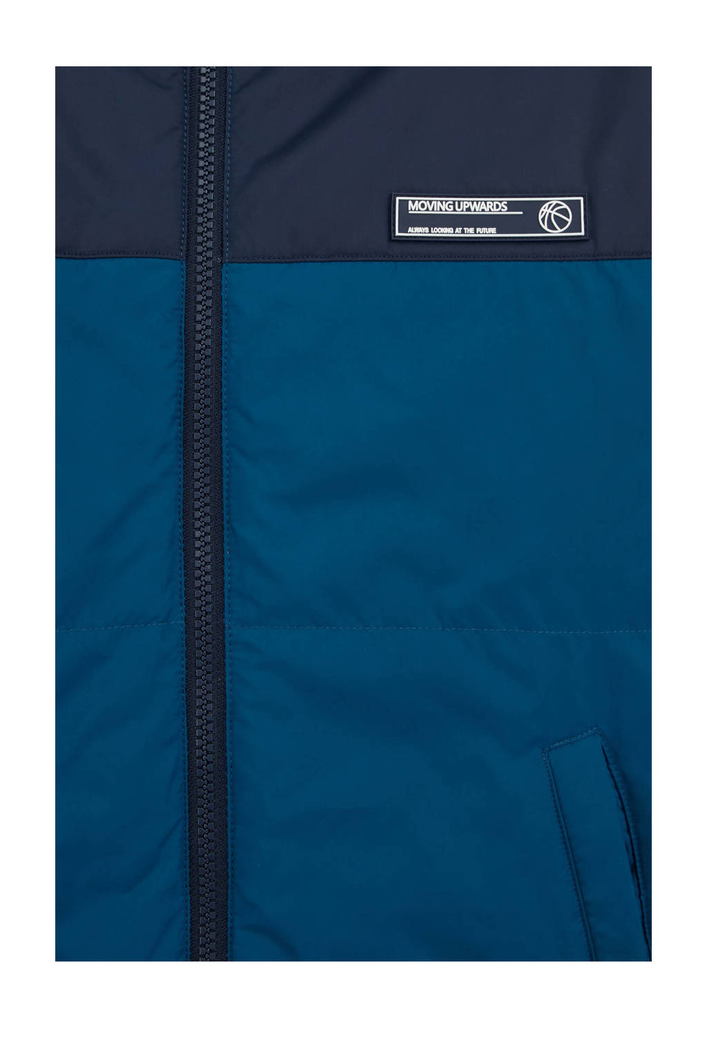 WE Fashion reversible gewatteerde winterjas blauw/donkerblauw/lichtblauw