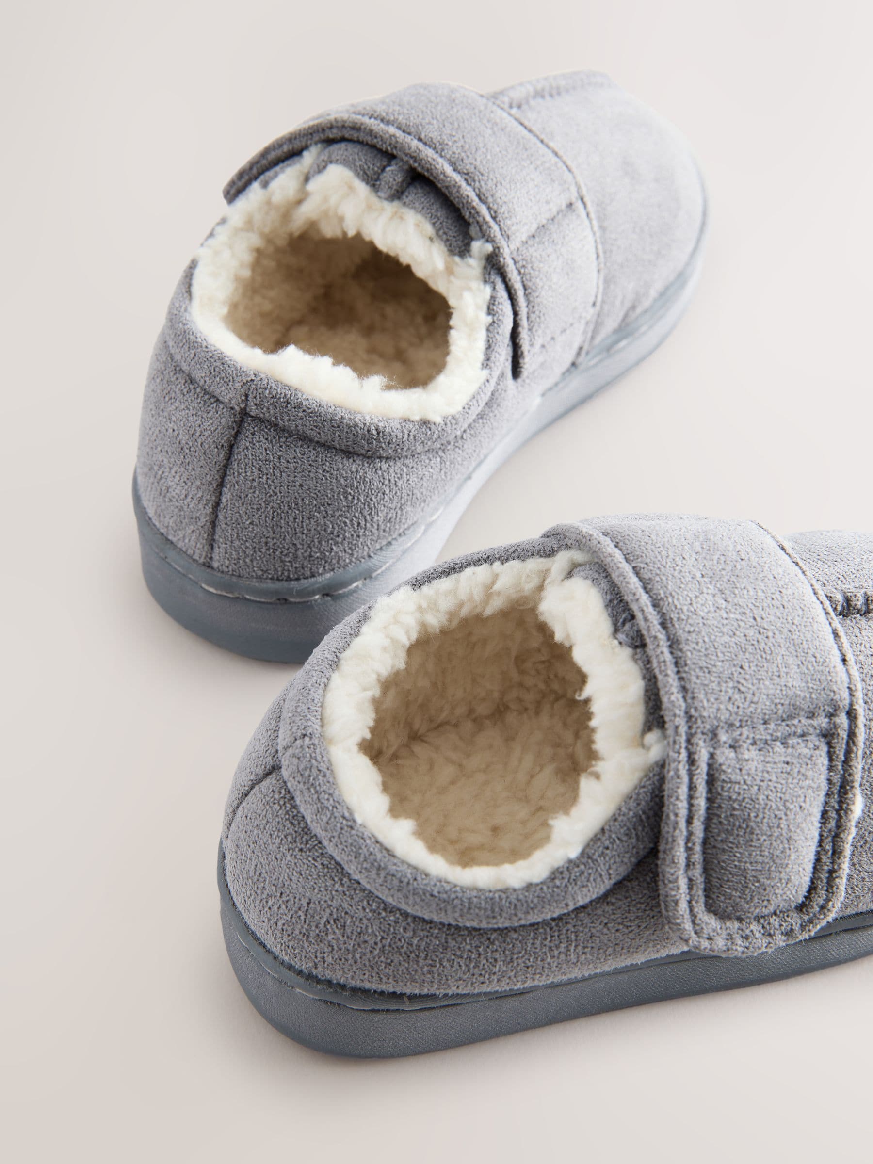 Grijs - Warm gevoerde pantoffels met kuipzool