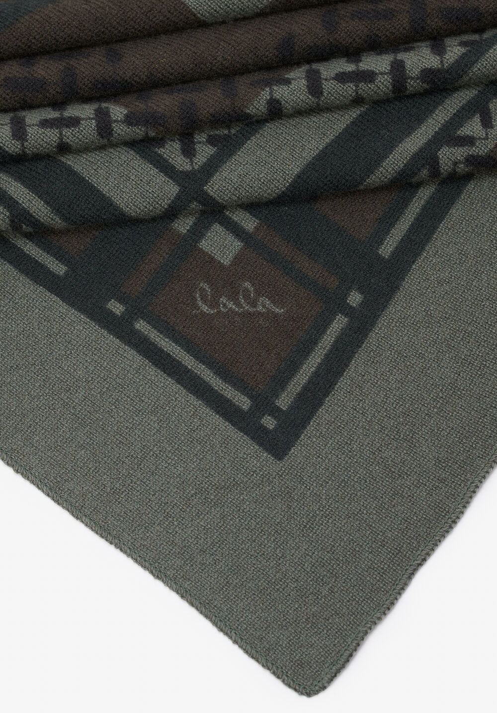 Lala Berlin  Triangle Double Heritage halstørklæde M - leaf olive