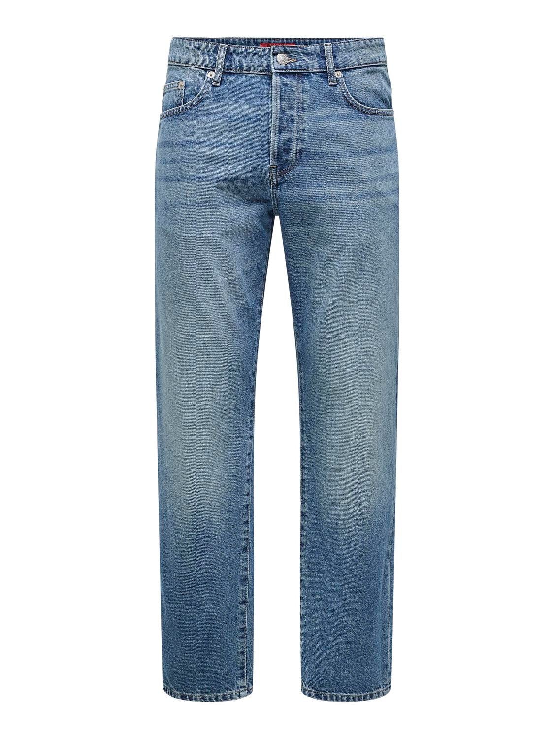 ONSEDGE Mittlere Taille Gerade geschnitten Jeans Medium Blue Denim