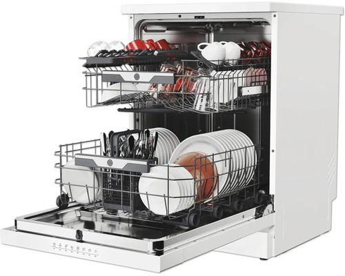 Hoover HF 5C4F0PW vrijstaande vaatwasser, 60 x 85 x 60 cm, voor 14 couverts, 9,5 l inhoud, 44 dB(A)
