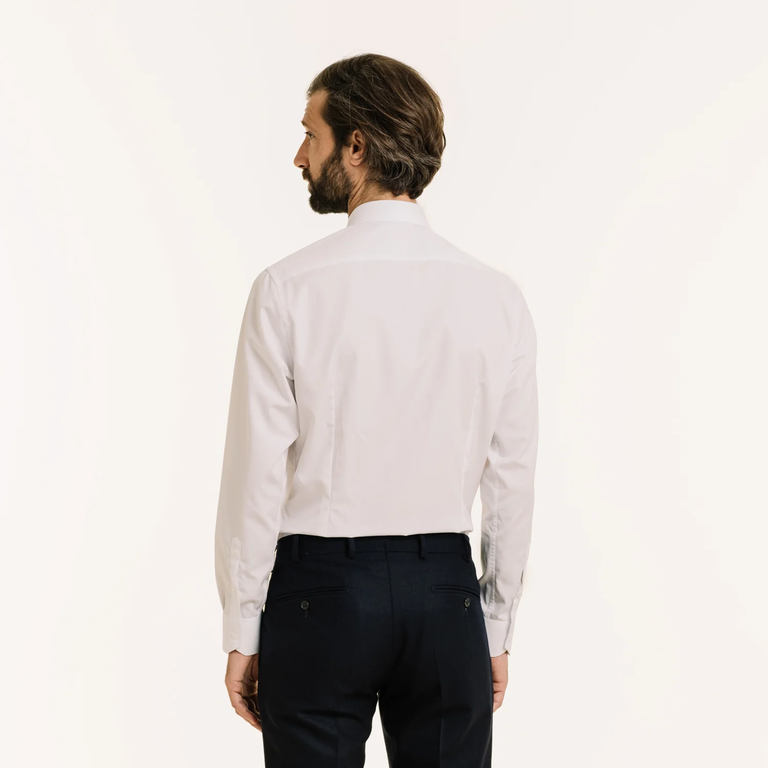 Fitted shirt in white double-twisted poplin