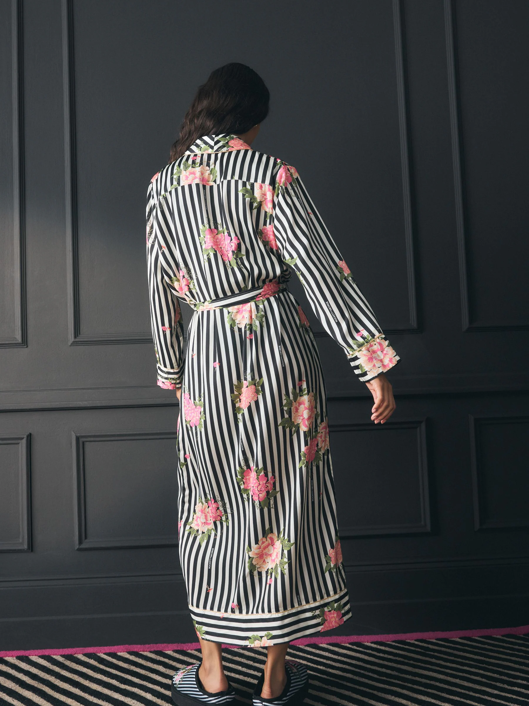 Rockett St George Flower Power Stripe Satin Robe