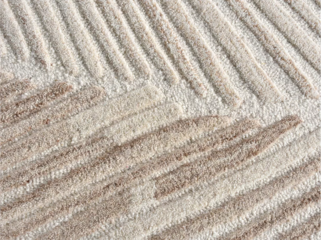 Tapis en relief 100% laine fait à la main - 200 x 290 cm - 2200g/m2 - Ivoire - SERAPHINA