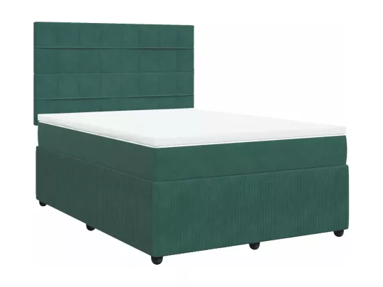 Sommier à lattes de lit et matelas Vert foncé 140x190cm Velours