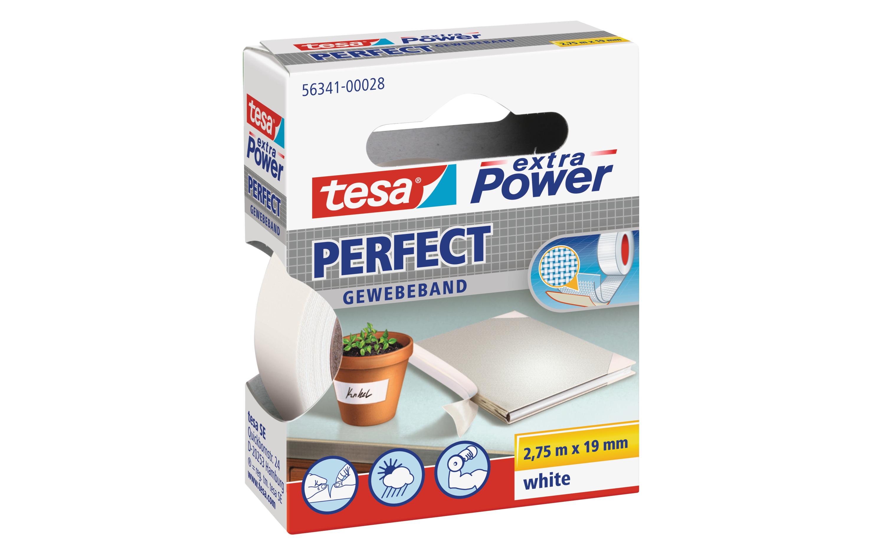 Klebeband extra Power Perfect 19 mm x 2.75 m, WeissGewebeband, 19 mm x 2,75 m, blau