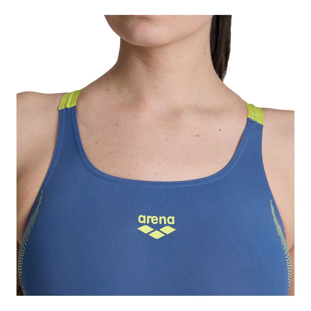 Arena NEW GRAPHIC SWIM PRO B - Maillot de bain 1 pièce Femme grey blue/soft green