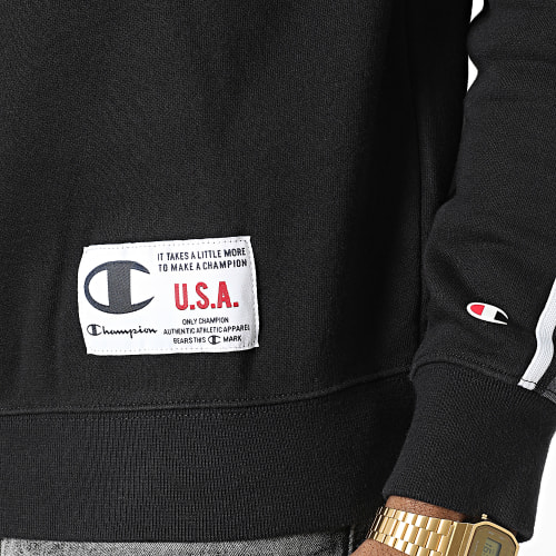 Sweat Crewneck A Bandes 217843 Noir