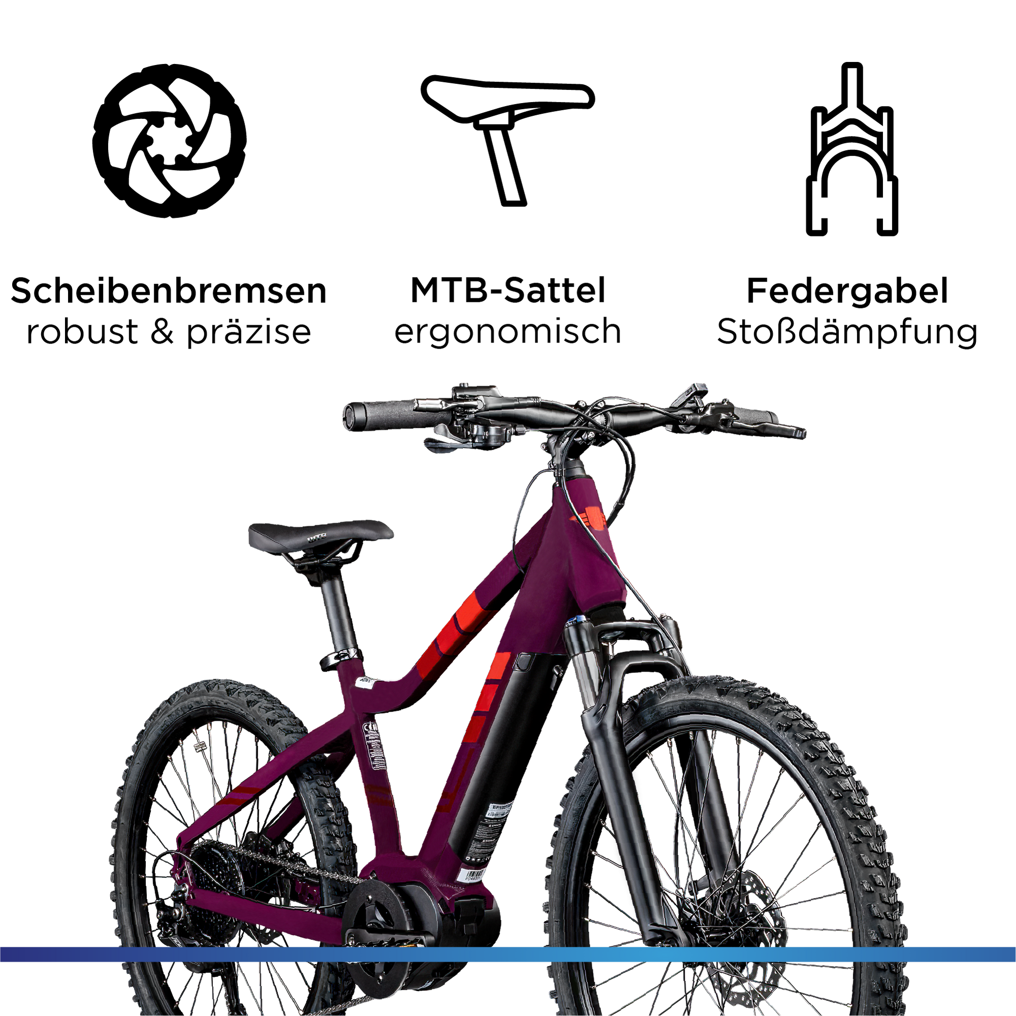 Zündapp Z240 E Bike Mountainbike 24 Zoll EMTB 130-145 cm Jugendliche ab ca. 8 Jahre Pedelec Fahrrad 9 Gang Mittelmotor lila