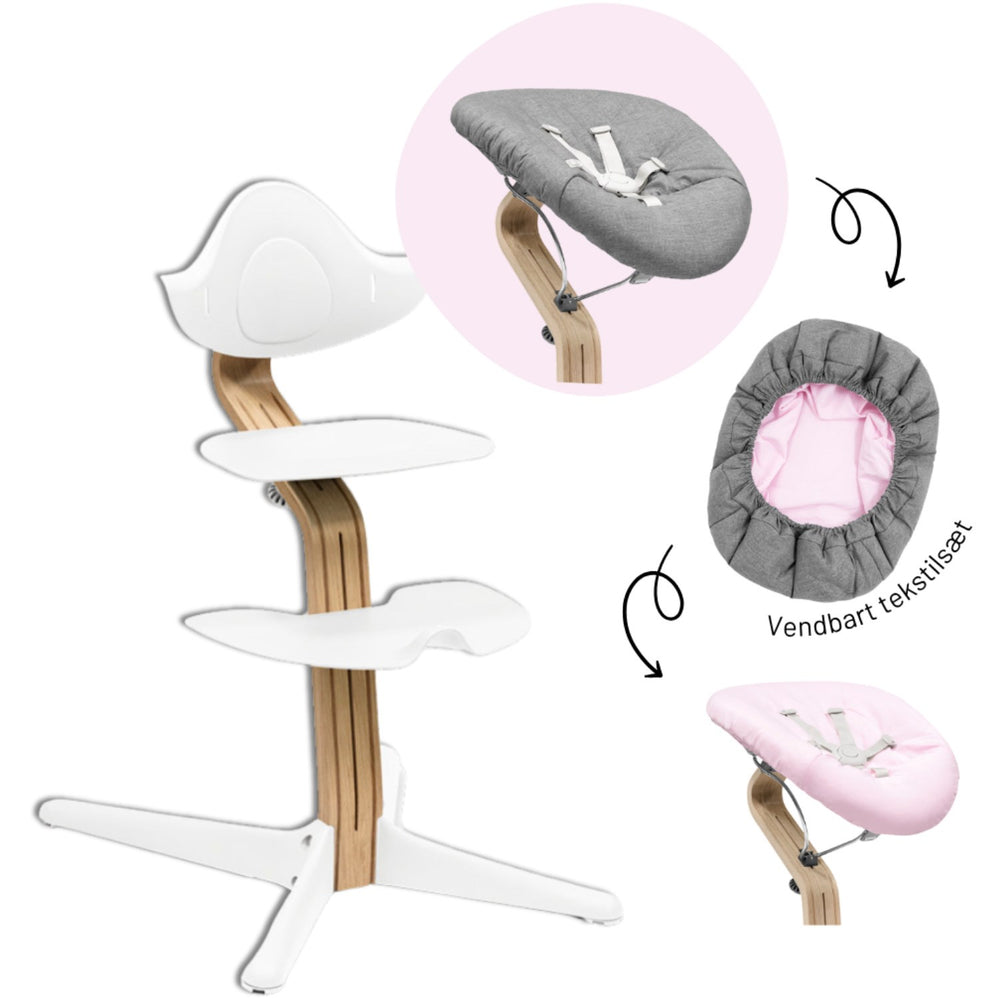 Køb Stokke® Nomi® Eg White Stol + White Pink Grey Newborn Sæt Bundle