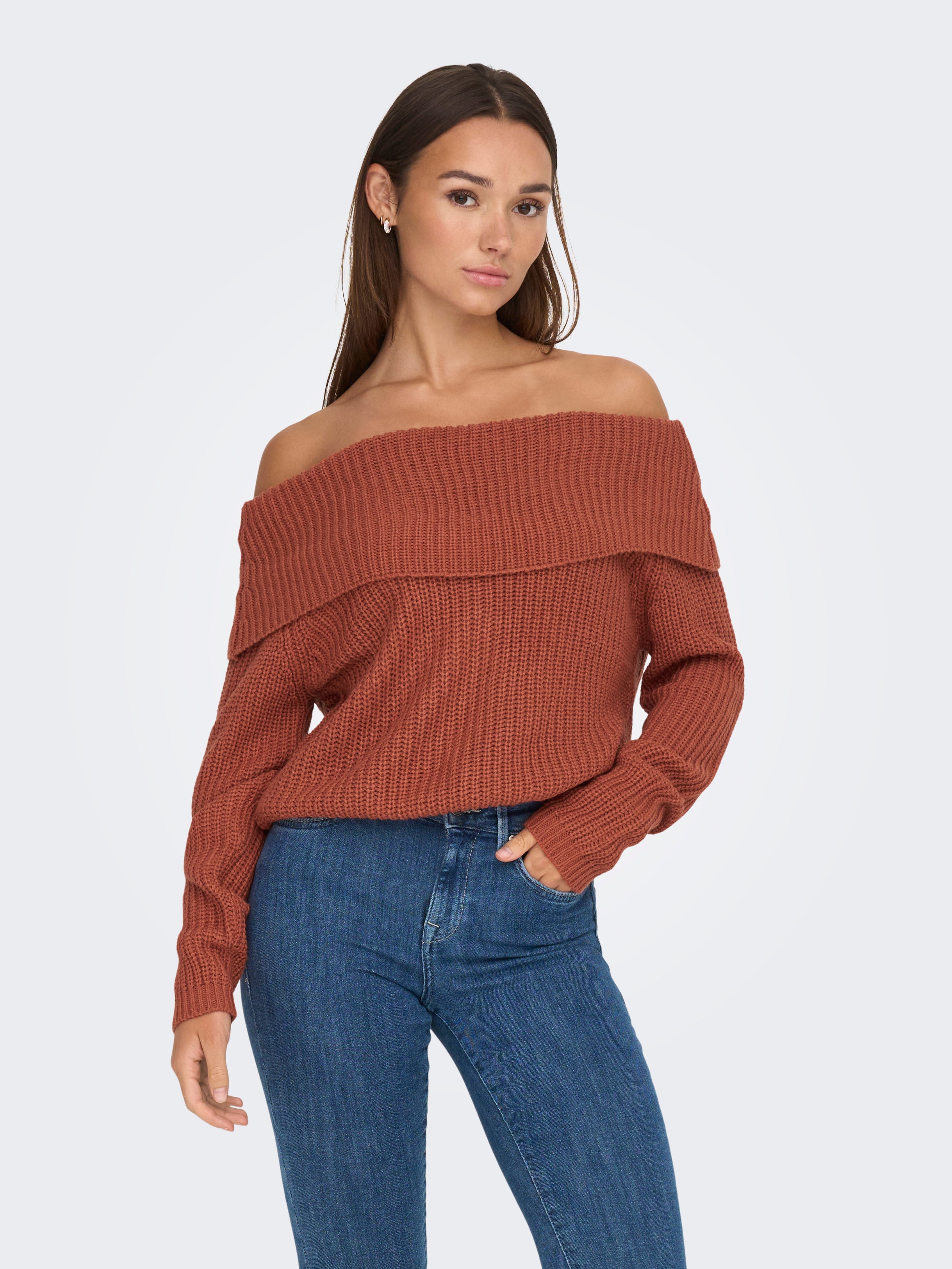 JDYJUSTY Strickpullover Burnt Brick