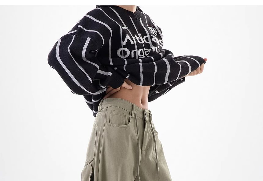Rosesand - Lage taille jeans met geborduurde letters en wijde pijpen