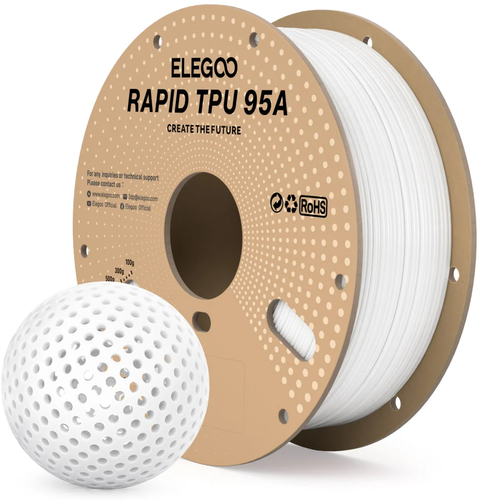Elegoo  Rapid TPU 95A White, 1,75 mm / 1000 g    High Speed TPU Filament in White